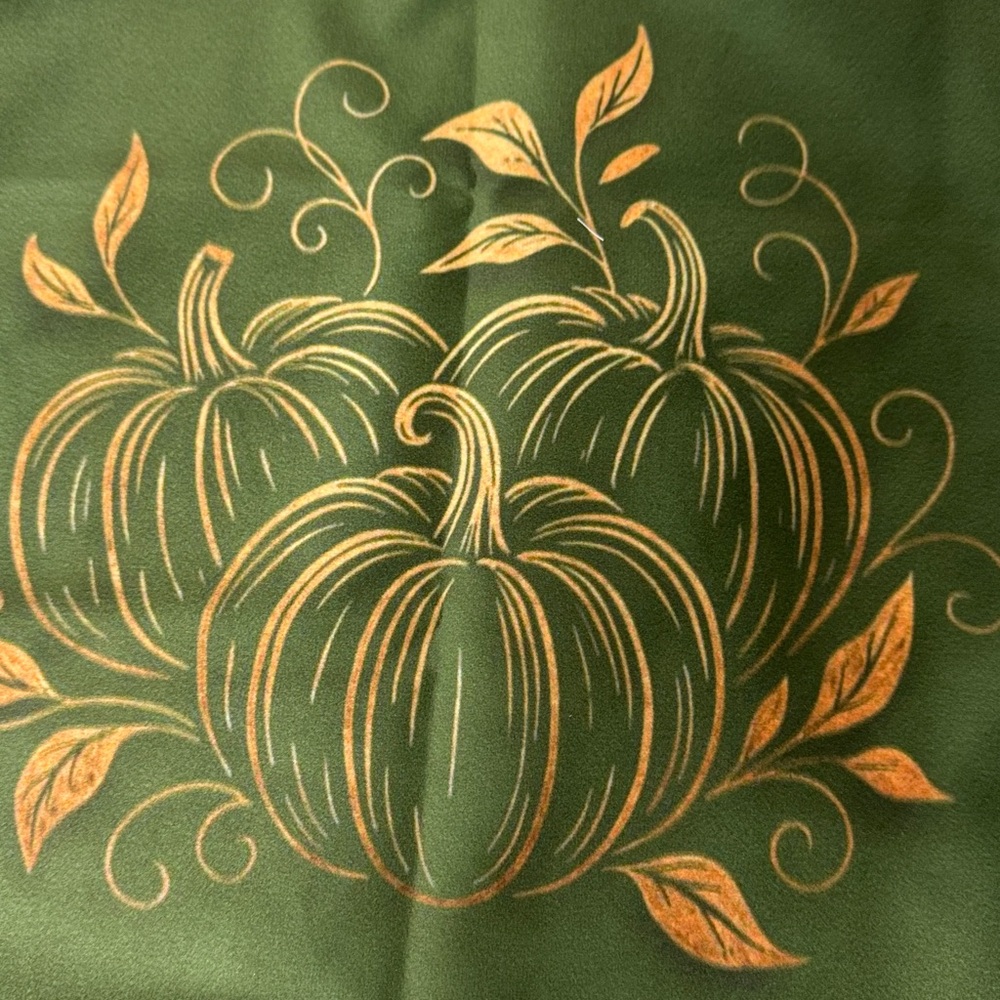 Autumn Pumpkin Floral Square Pillowcase - Green - Picture 6 of 8